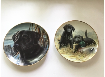 Pair Of Black Retriever Dog Plates Franklin Mint