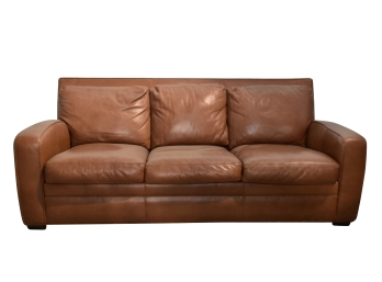 Crate And Barrel Soft Brown Cowhide Leather Sleeper Sofa 83 X 37 X 35(Full)