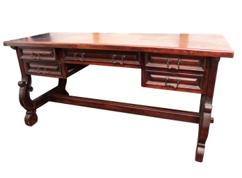 Antique Mediterranean Hand Doweled Desk 64 X 24 X 30 1/2