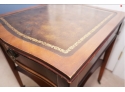 PAIR OF LEATHER BANDED SIDE TABLES(FOR RESTORATION)