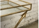 Kate & Laurel Madeira Mirrored Metal Tray Top Accent Table With Decorative Gold Arrow Legs