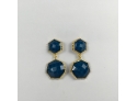 Blue & Gold-tone Dangle Pierced Earrings