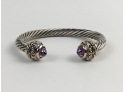 Open Bangle Bracelet With Purple Stones
