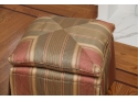 A Matching Pair Of Custom Upholstered Striped Silk Ottomans