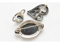 Sterling Silver And Marcasite Pins And Ring