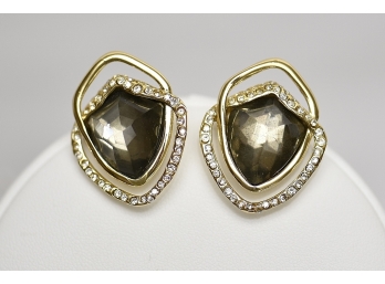 Beautiful Gold Vermeil  And Semi Precious Stone Ear Clips # 96
