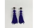 Purple Beaded Tassel Earrings
