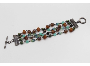 Toggle Clasp Multi-Colored Bead Chain Bracelet