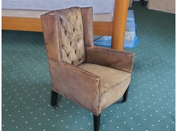 Nailhead Leather Wingback Chair For A Child