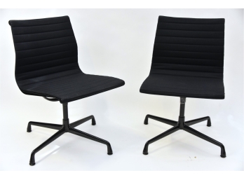 Pair Of Black Herman Miller Eames Conference Table Chairs ( Set 2)