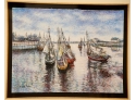Authentic H. Claude Pissarro Pastel 'Honfleur: Barques De Peche Dans Le Port'