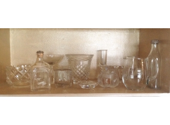 Shelf Of Glass & Crystal Pieces
