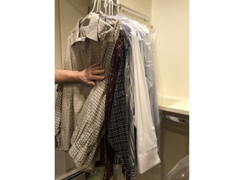 11 Men’s Shirts 16.5/35 Plaid And Solid- Orvis And Brooks Brothers