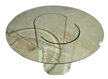 Modern Beveled Glass And Base Table 48' Round