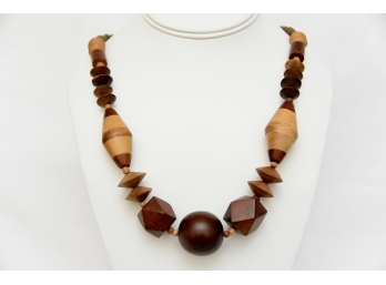 Costume Jewelry Lot #11 - Geometric Wood Bead Necklace
