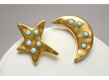 Jaded -  Star And Moon Clip-on Earrings #111