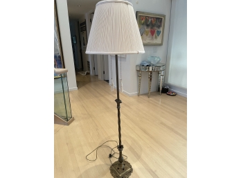 A Neoclassical Wrought Iron  And Brass Floor Lamp