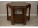 Cane Top Hexagon Side Table With Glass Cover -2