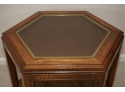 Cane Top Hexagon Side Table With Glass Cover -2