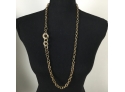 Gold-tone Link Necklace With Rhinestones Circles