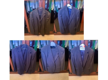 Lot Of 5 Men's Custom Tailored Wool Suit Jackets Size 44 Retail Over $2000 Each