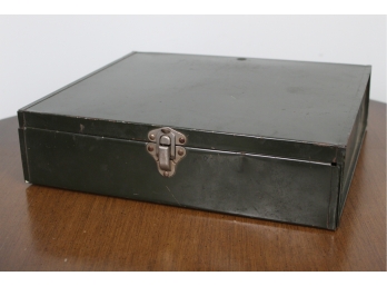 Vintage ASCO Art Steel Co Eagle Lock Metal File Box