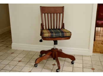 Solid Wood Rolling Bankers Chair With Cushion