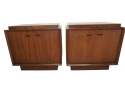 A Matching Pair Of  Mid Century Modern Brutalist Night Stands In Walnut