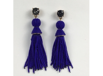 Purple Beaded Tassel Earrings