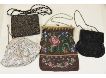 Four Art Deco Vintage Beaded Handbags