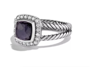 David Yurman Petite Albion Ring With Black Orchid Gemstone And Diamonds (size 5)