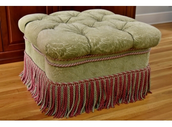 Lovely Safaviah Frilled Ottoman With Wheels 32 X 32 X 20