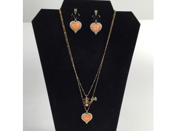 Betsy Johnson Heart & Spider Necklace & Earrings Set