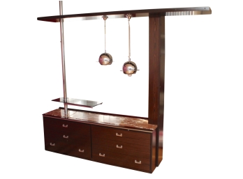 In The Style Of Kent Coffey 1970's Italian Modern Dresser With Hanging Chrome Lights  70 X 18 X 81 12