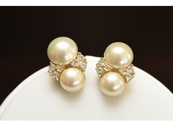 Christian Dior Pearl Pave Earrings-Jewelry Lot #6