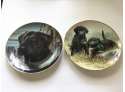 Pair Of Black Retriever Dog Plates Franklin Mint