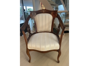 An Italian Neoclassic  Mahogany Side Chair With Custom Silk Covering