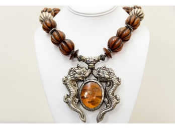 Jane Signorelli Amber Dragon Pendant Necklace Jewelry Lot #6
