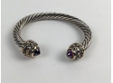 Open Bangle Bracelet With Purple Stones