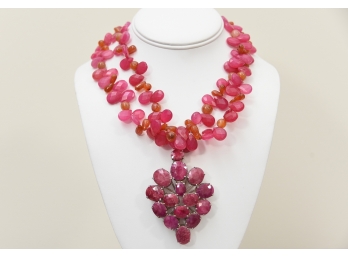 Pink & Orange  Pendant Necklace Jewelry Lot #  25