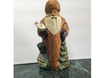 Russian Painted Wood Santa Made In Russia