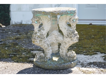 Outdoor Stone Stool With Triple Sea Horse Motif