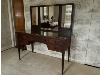 A Vintage Mahogany Vanity Table With Mirror