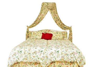 Pair Of Twin Beds With Wall Drapes And Bedding