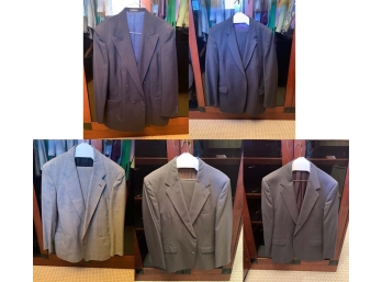 Lot (#2) Of 5 Men's Custom Tailored Wool Suit Jackets Size 44 Retail Over $2000 Each
