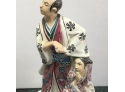 Oriental Warrior  Statue With Lady 12 Inches Tall