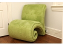 Contemporary Lime Green Microsuede Roll Up Design Accent Chair