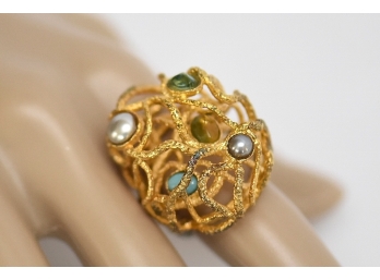 Gold Tone Cocktail Ring  #110