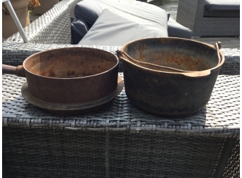 Two Cast Iron Pots Marked