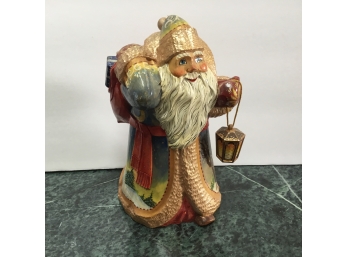 Russian Painted Wood Santa 8 Inches Tall Made In Russia